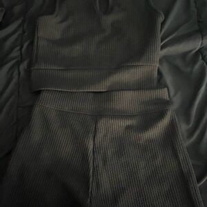 Ribbed Black Two-Piece Set